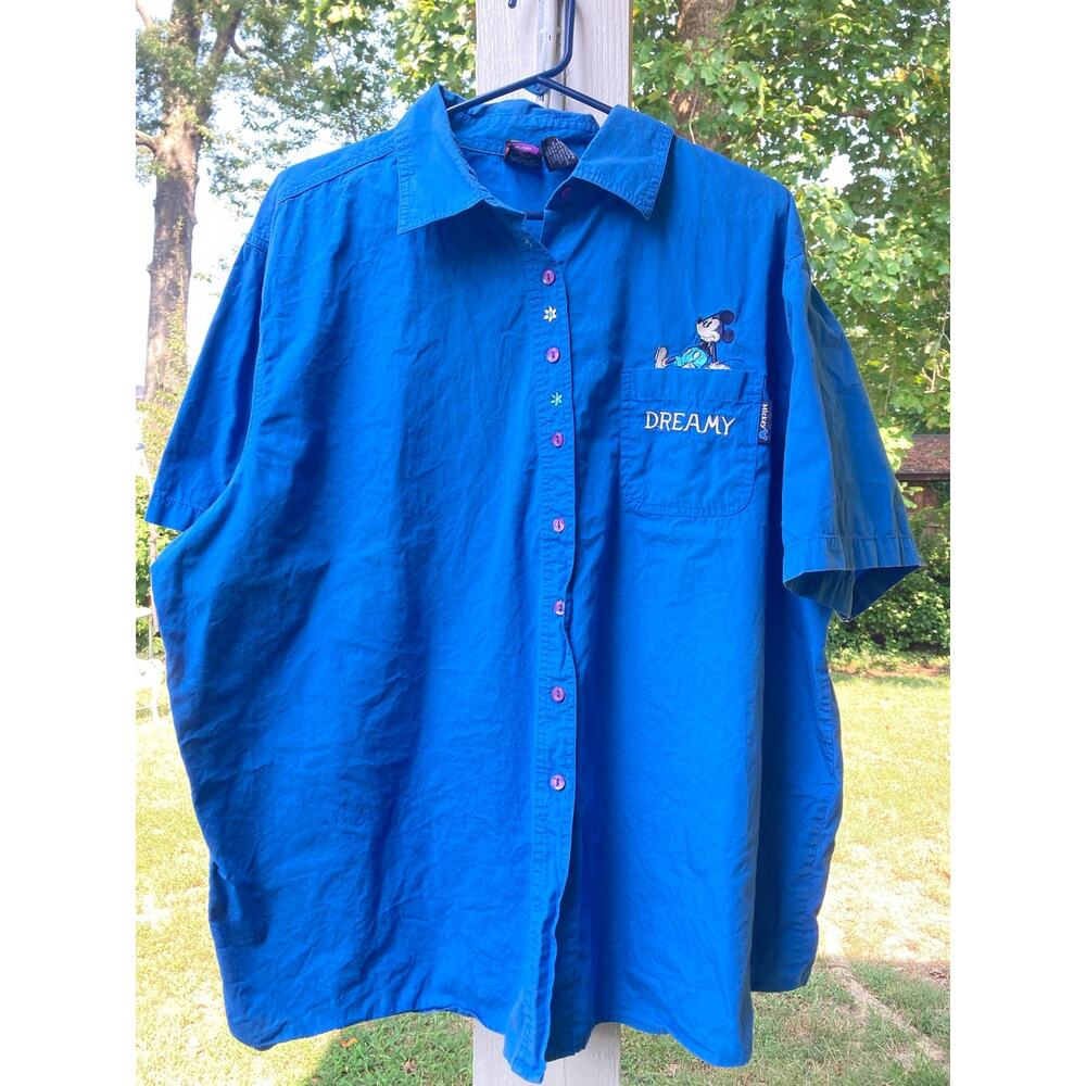 Disney Mickey Unlimited-Vintage Disney Mickey Embroidered Button Up-26/28W, 4X